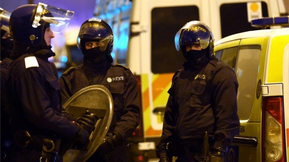 Riot police outside HMP Birmingham