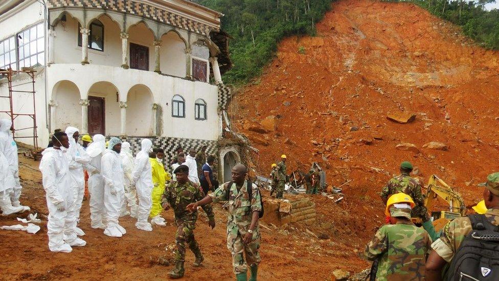 Damaged property in Freetown, Sierra Leone