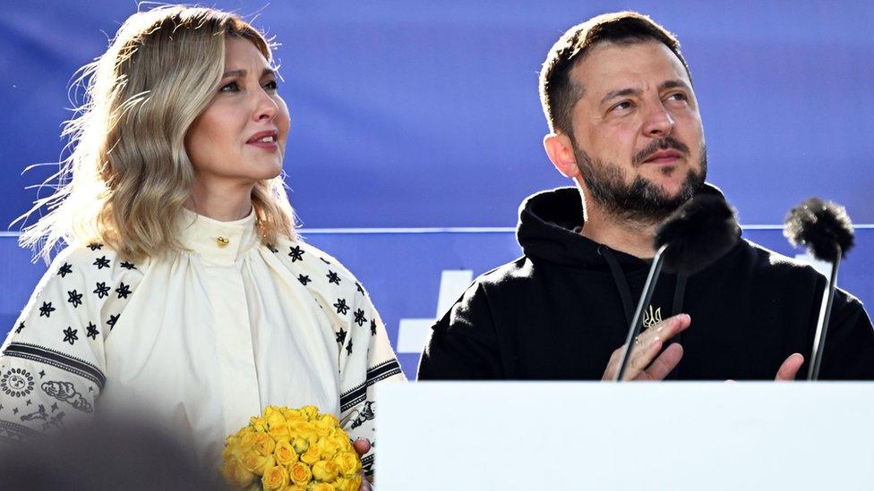 President Zelensky with his wife Olena Zelenska at the Nato summit in Vilnius, Lithuania