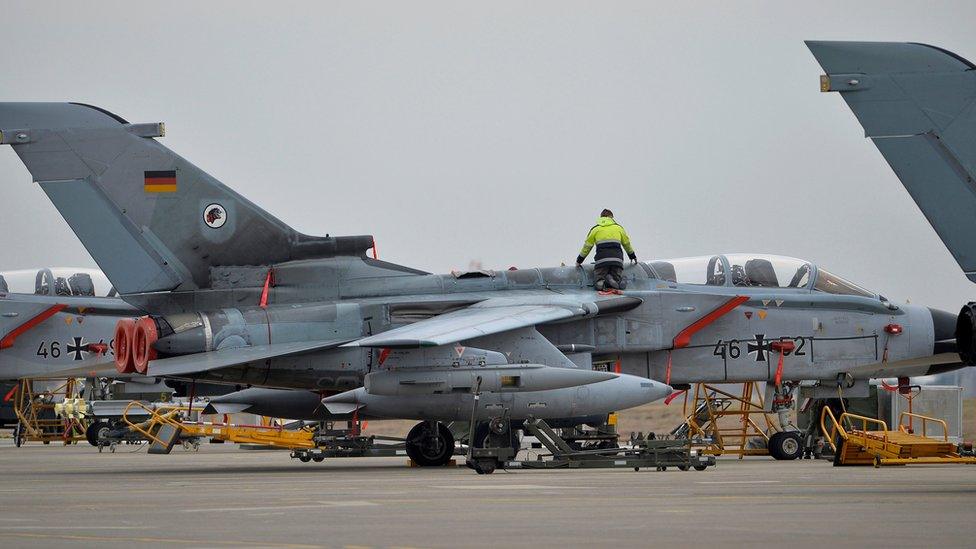 A technician works on a German Tornado jet at Incirlik airbase, Turkey, January 21, 2016