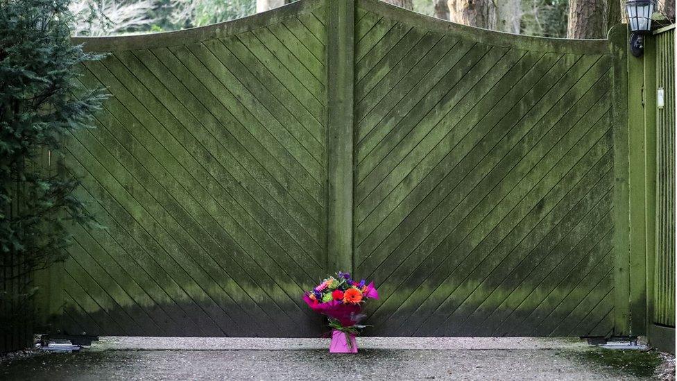 Flowers outside the home of Philip Schofield near Henley-on-Thames, after the TV presenter announced he is gay.