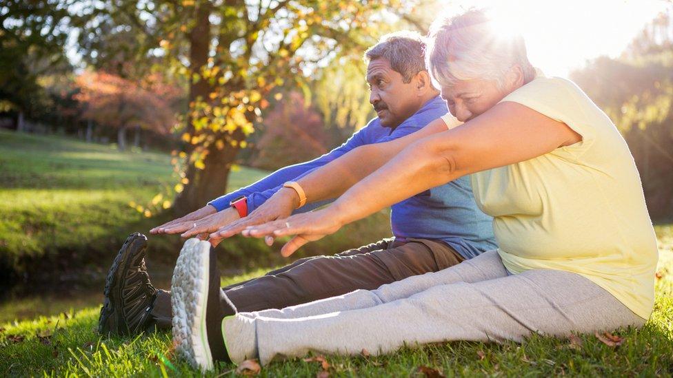 Couple stretching