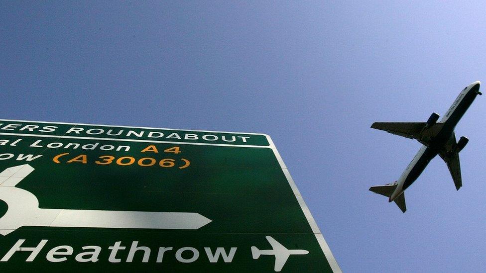 Heathrow sign and plane