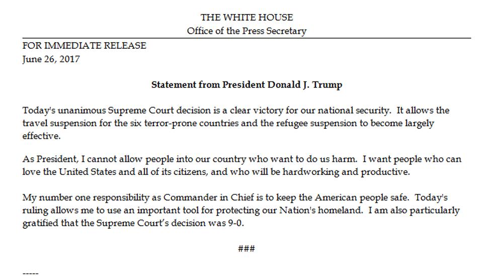 Trump statement