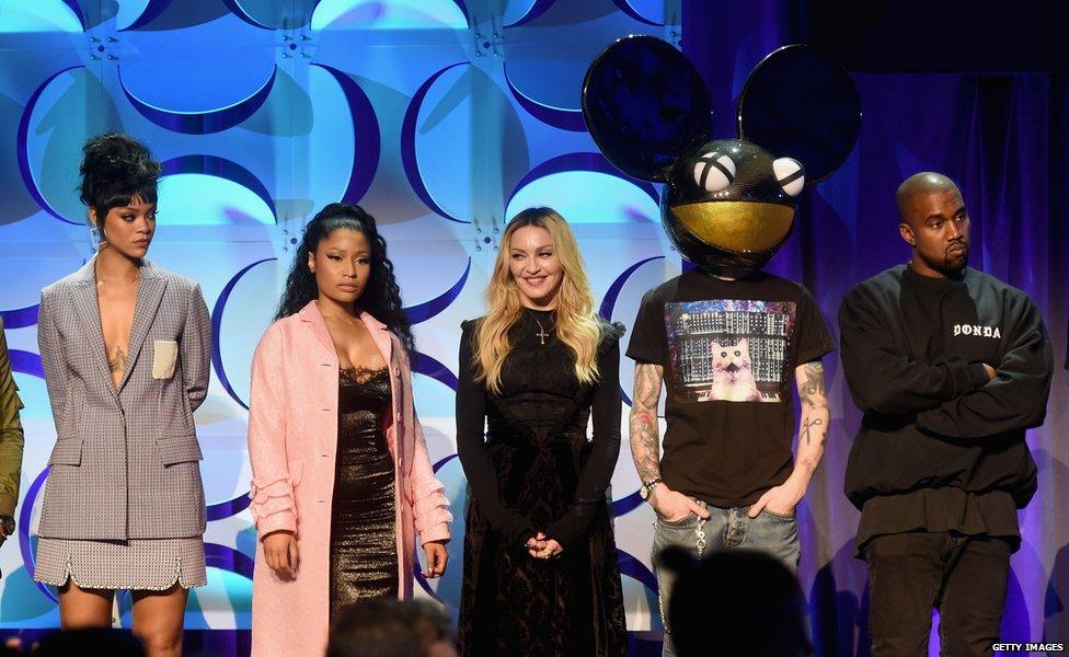 Rihanna, Nicki Minaj, Madonna, Deadmau5 and Kanye West