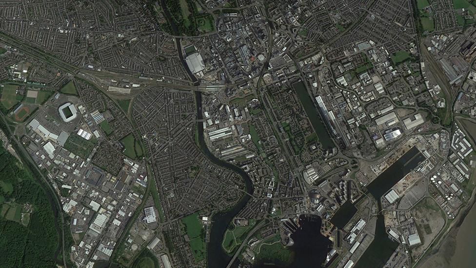 Aerial view of Cardiff