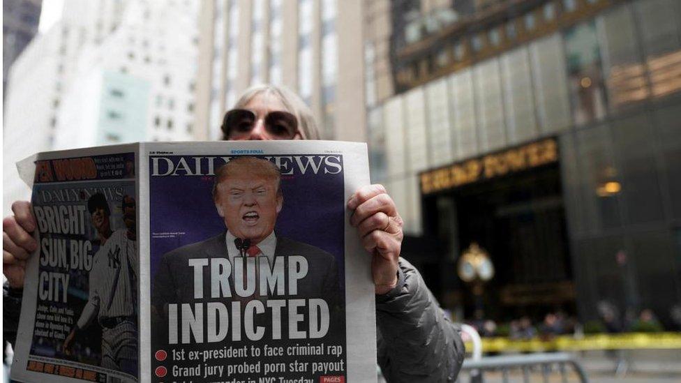 A protester outside Trump Tower on Friday