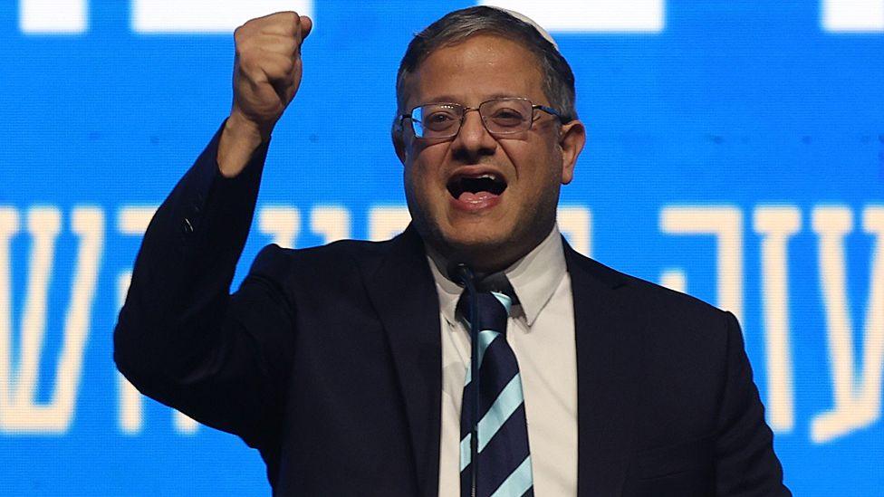 Itamar Ben-Gvir speaking at a conference calling for the establishment of Israeli settlements in the Gaza Strip, 28 January 2024