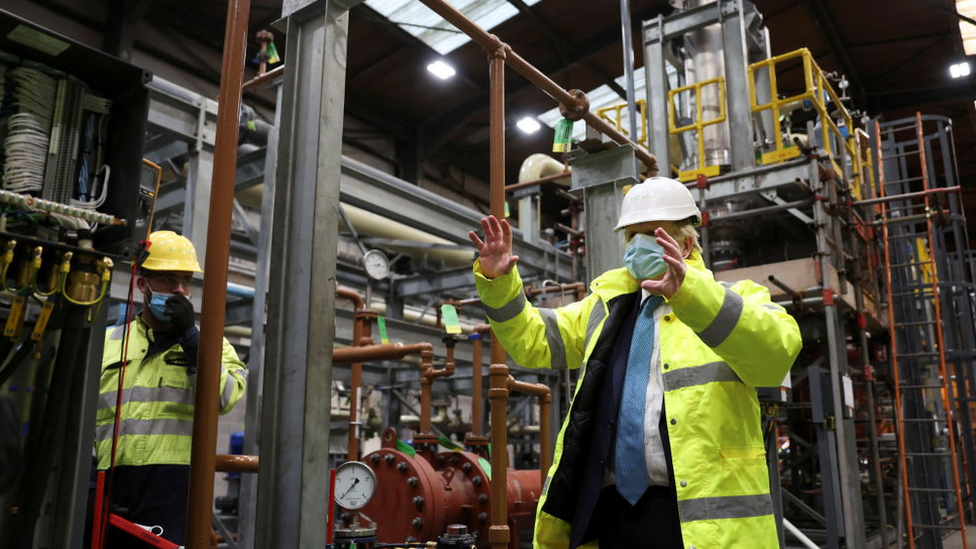 Boris Johnson at Orthios eco park site