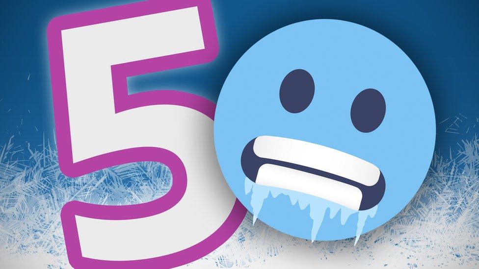 illustration shows a freezing person emoji next to the number 5 on a frozen background