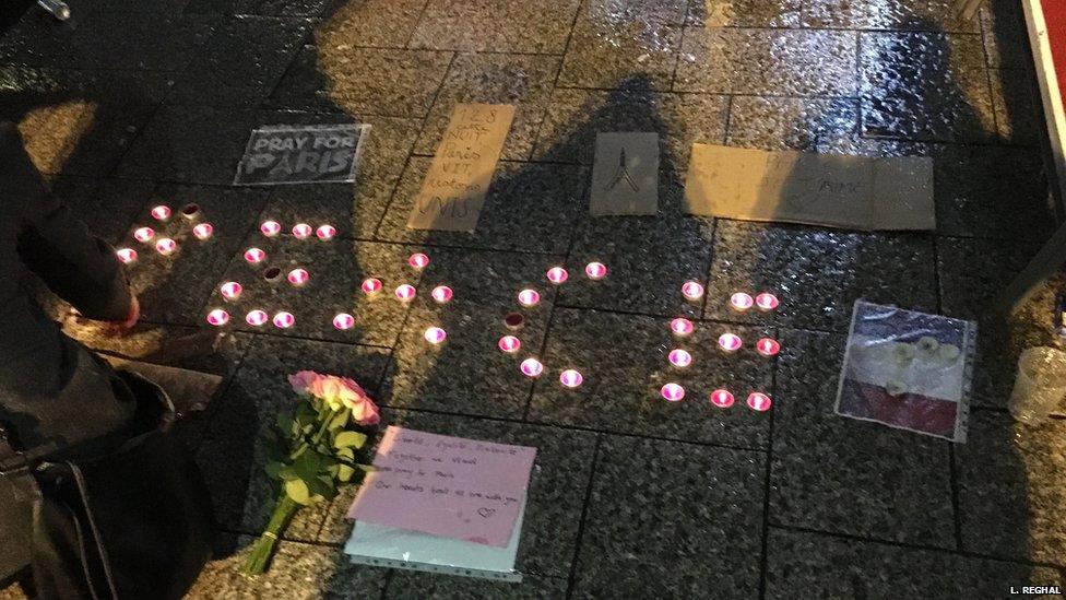 Candles spelling out the word peace