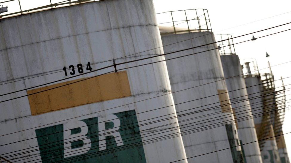 Tanks of Brazil's state-run Petrobras oil company are seen in Brasilia