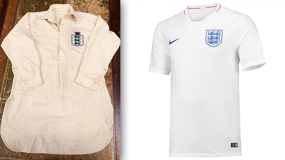 England football shirts of 1911 and 2020