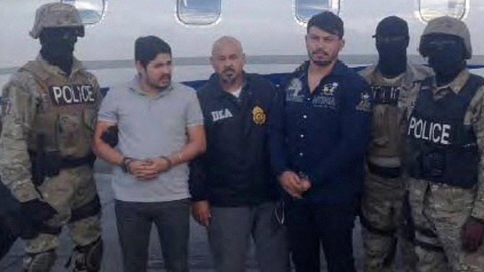 Efrain Antonio Campo Flores (second from left) and Franqui Francisco Flores de Freitas arrested in Haiti on 12 NOvember 2015