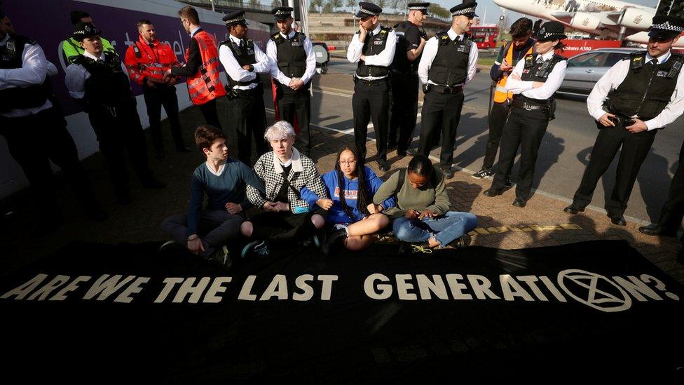 Extinction-rebellion-protest-outside-Heathrow-airport