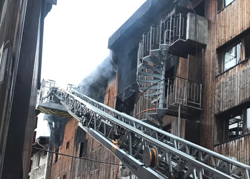 The charred accommodation in Courchevel, France