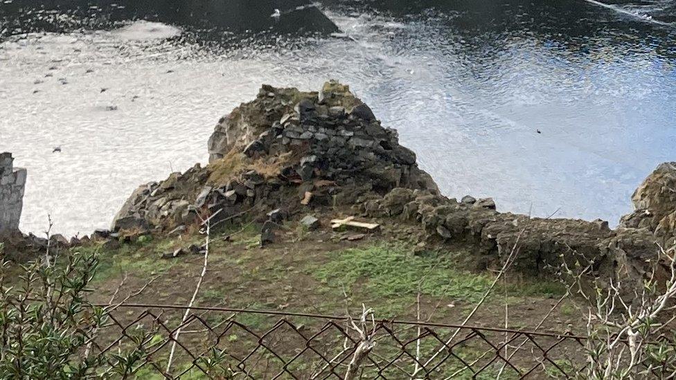 Gravestones in Longue Hougue Reservoir