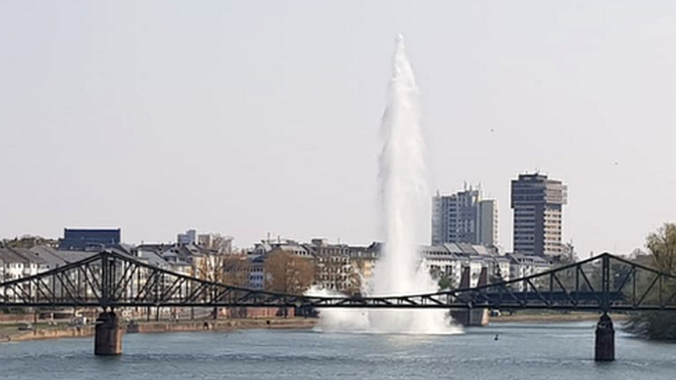 The detonation of a World War Two bomb in Frankfurt's River Main, 14 April 2019