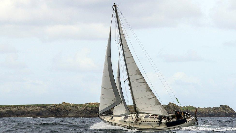 Pat Lawless on board his yacht rounding the Blasket Islands, County Kerry