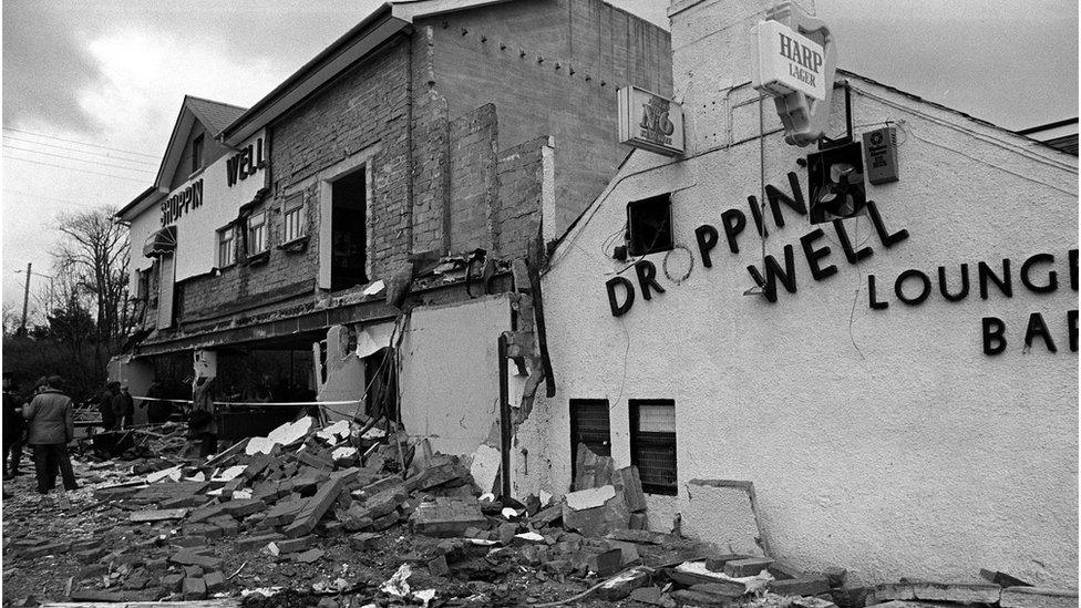 aftermath of Droppin' Well pub bombing