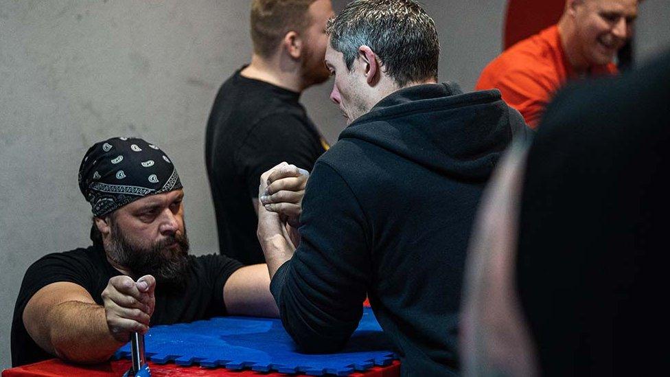 Arm wrestlers training