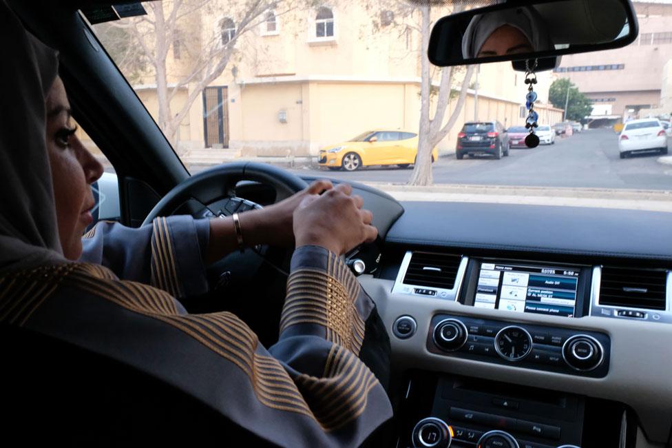 A Saudi Arabian woman driving in Jeddah