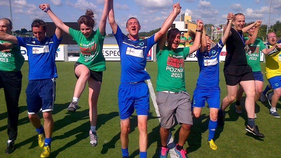 The Northern Ireland contingent at the 2013 Homeless World Cup in Poznan, Poland