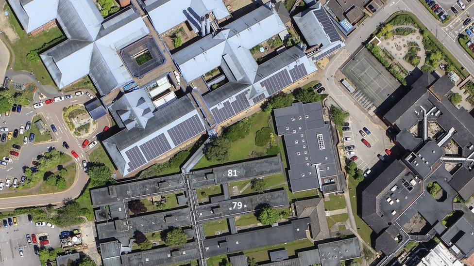 Aerial view of Salisbury hospital