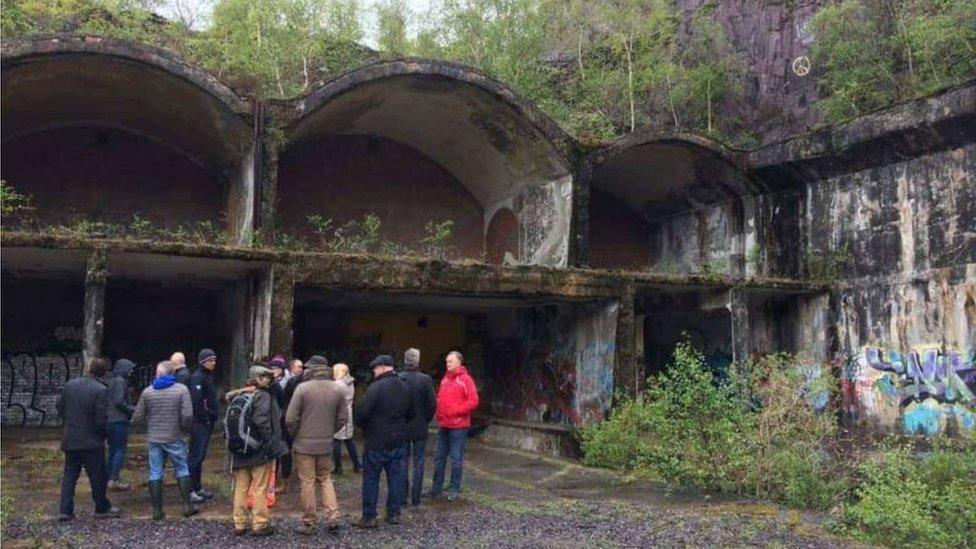 People visiting the site of the proposed visitor centre