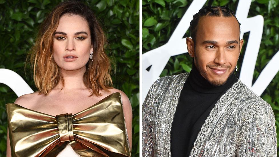 Lily James and Lewis Hamilton