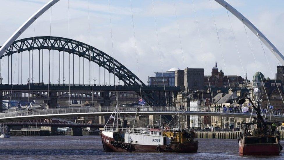 Fishing boats arriving at Newcastle Quayside