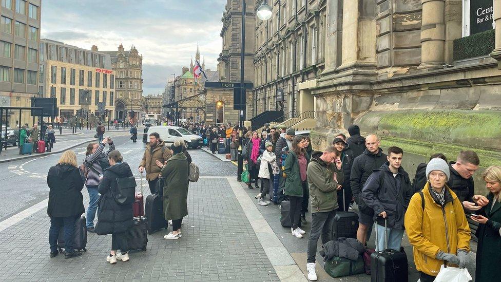 Queue of passengers