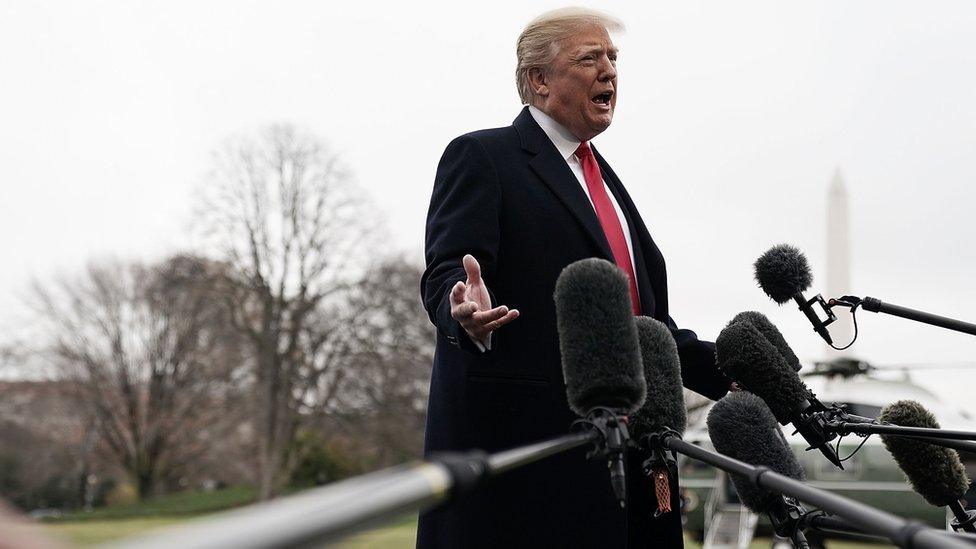 The president spoke on the south lawn