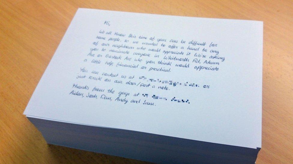 Notes sent to neighbours