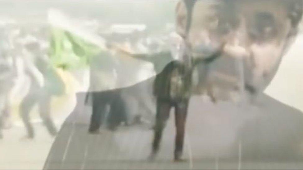 Screengrab from the music video shows Kashmiri protesters