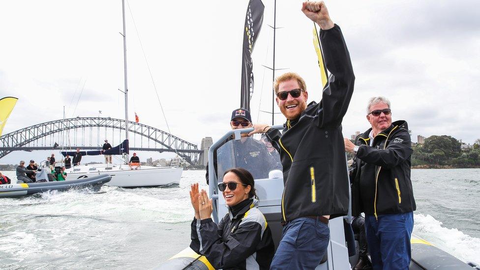 Meghan and Harry cheer on sailors