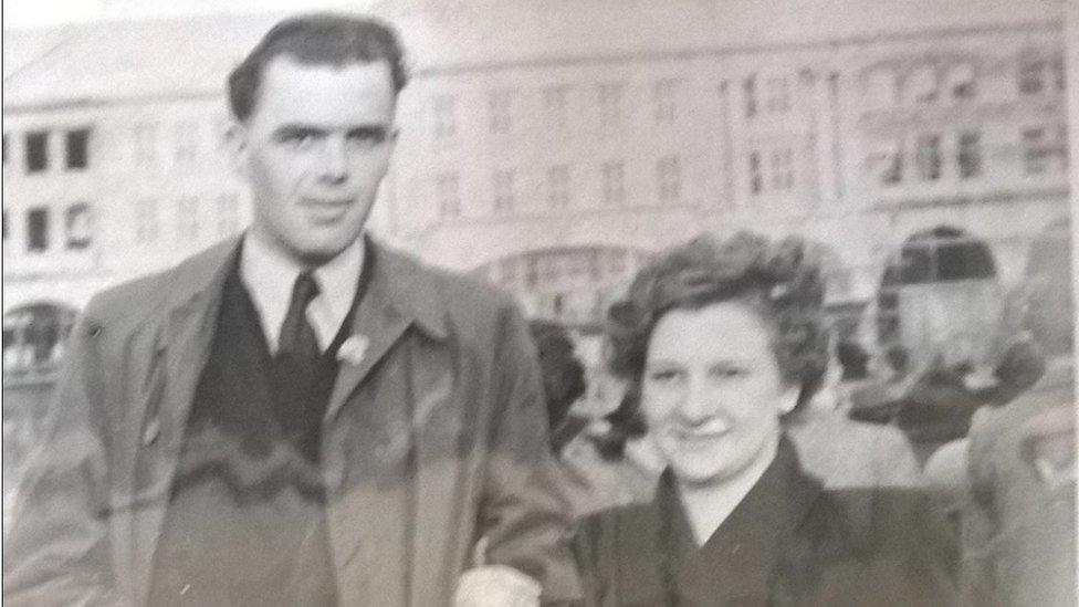 Mrs Webber, aged 20, and her first husband, David Williams, on their honeymoon in London in 1947