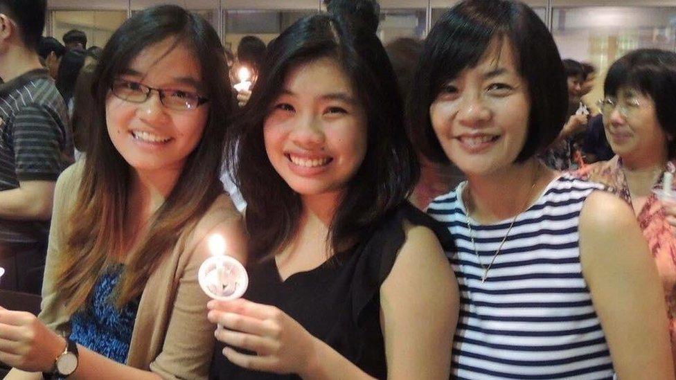 Emily with her mum and sister