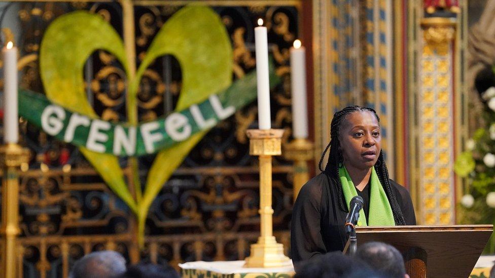 A memorial service for the 72 people killed in the fire is taking place at Westminster Abbey