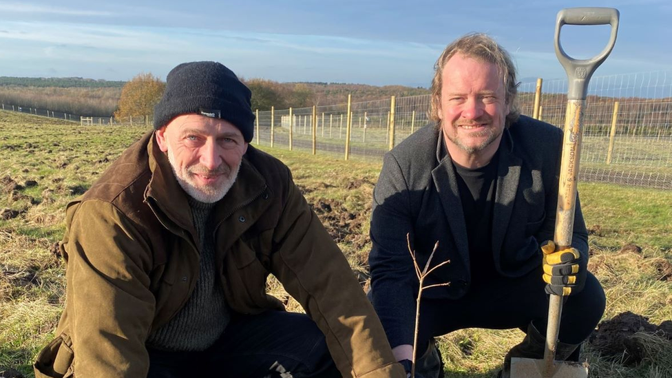 Nick Tucker - Woodland Creation Project Manager - and Cllr Mike Adams