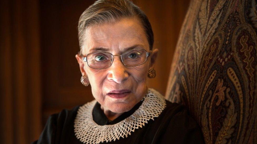 A portrait of Supreme Court Justice Ruth Bader Ginsburg