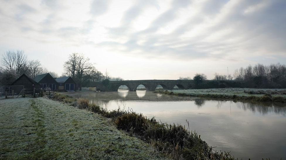 Frosty skies over North Bridge, Oundle