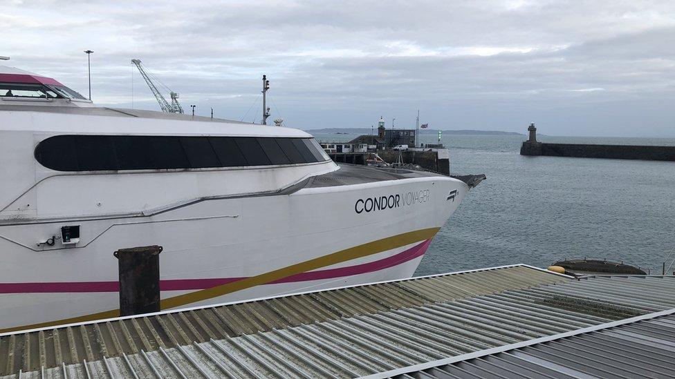 Condor Voyager in Guernsey's St Peter Port Harbour