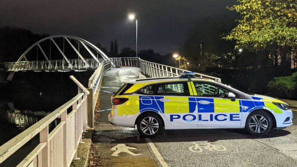 A police car by Logan's Meadow, Cambridge