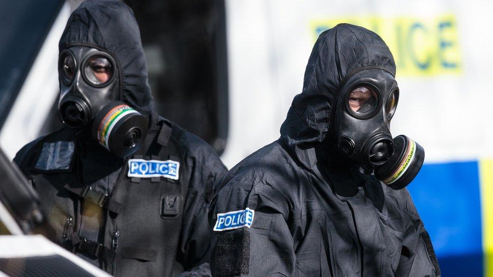 Police in gas masks