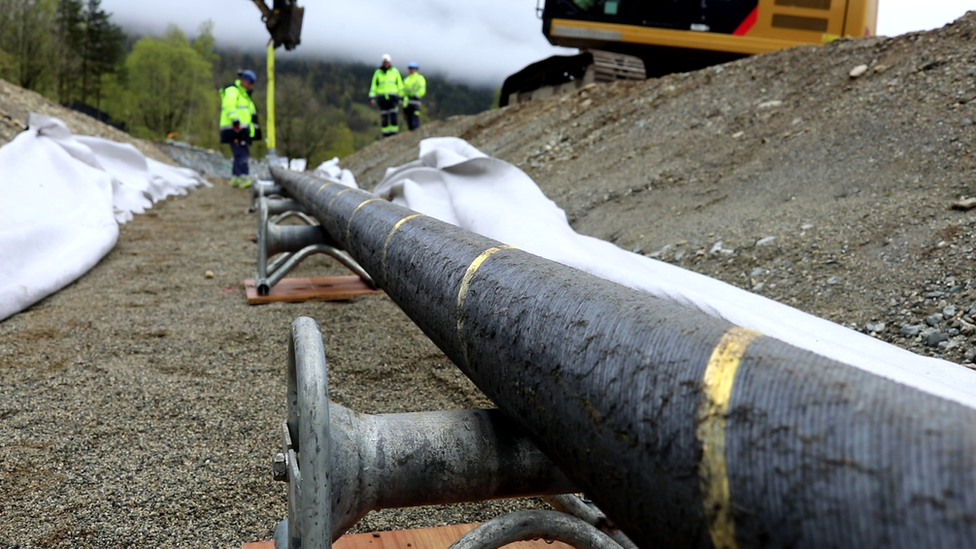 The cable being built