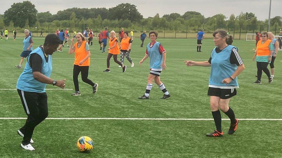 Women playing walking football