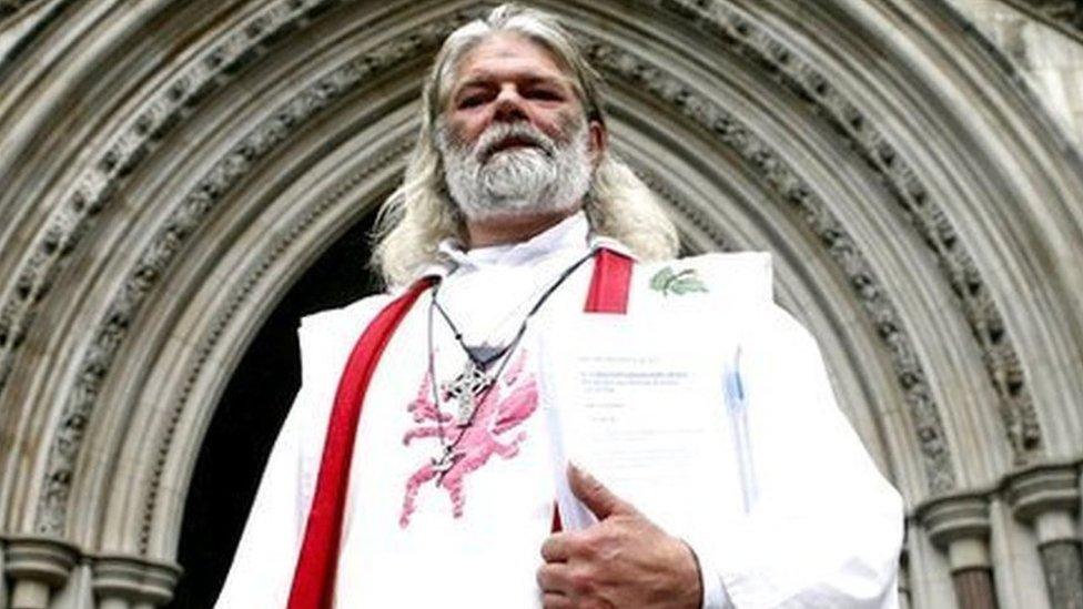 King Arthur Pendragon outside the High Court in London