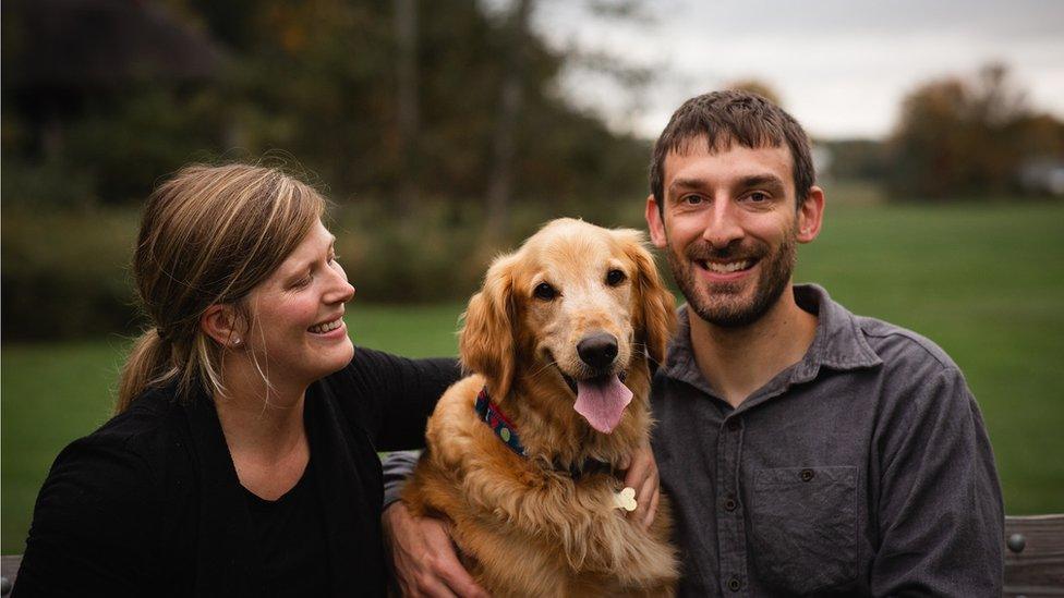 Finn, with Cynthia Peterson, 29 and her husband Robert, 33, in Vermont