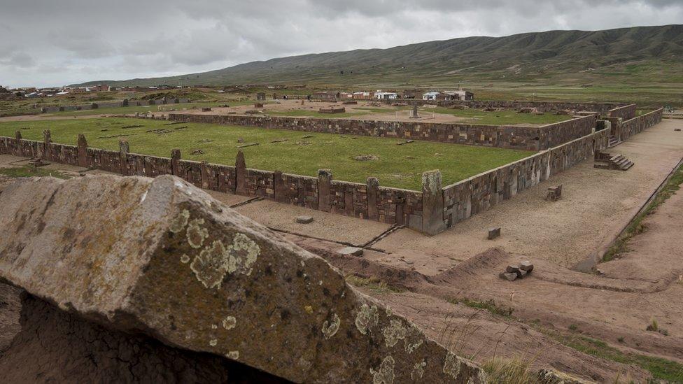 View of a Tiwanaku archaeological site